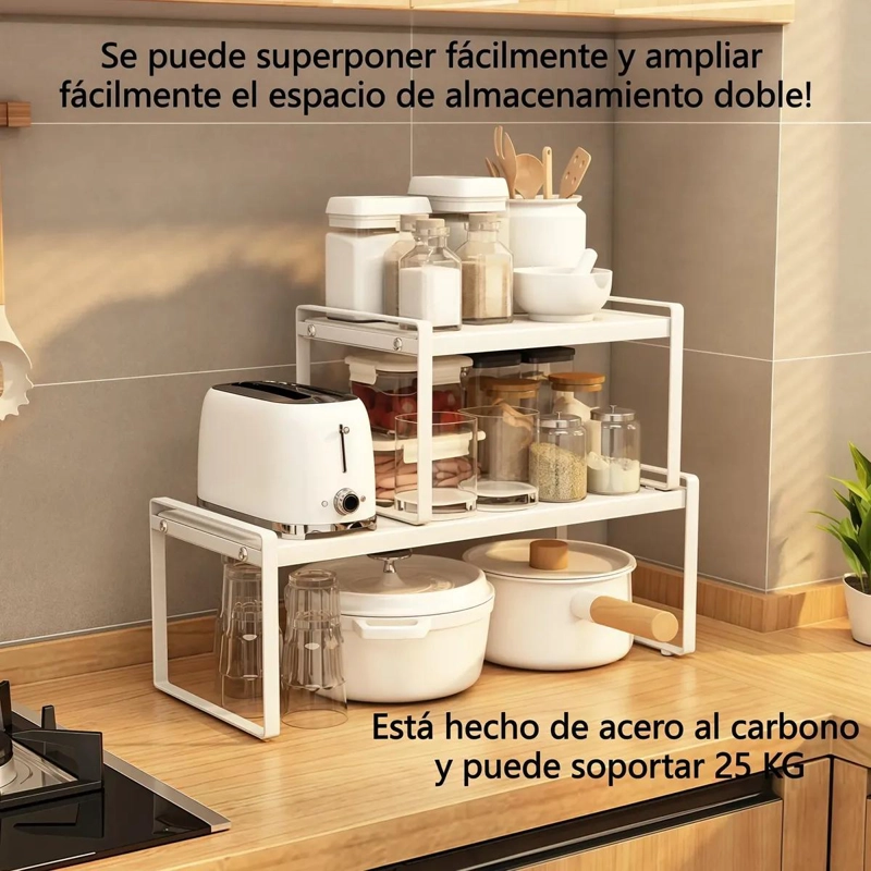ESTANTE REPISA EXTENSIBLE PARA ORGANIZACION EN COCINA Y BAÑO - 4