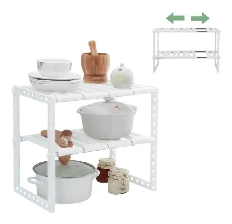 ESTANTE ORGANIZADOR EXPANDIBLE PARA COCINA CON ALMACENAMIENTO DOBLE - 2