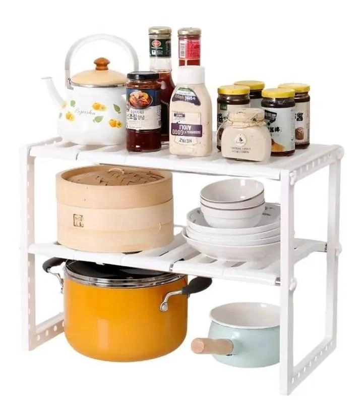 ESTANTE ORGANIZADOR EXPANDIBLE PARA COCINA CON ALMACENAMIENTO DOBLE - 4