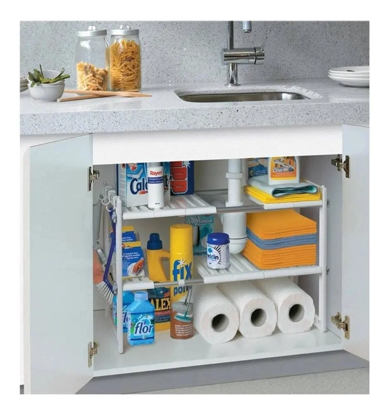 ESTANTE ORGANIZADOR EXPANDIBLE PARA COCINA CON ALMACENAMIENTO DOBLE - 5