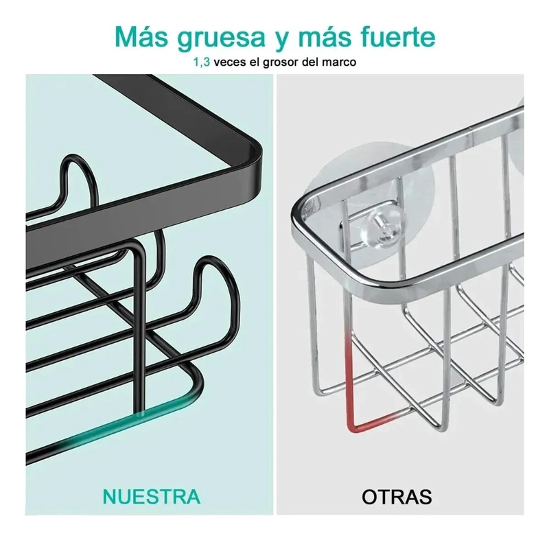 ORGANIZADOR DE DUCHA CON REPISA Y JABONERA DE ACERO INOXIDABLE - 3