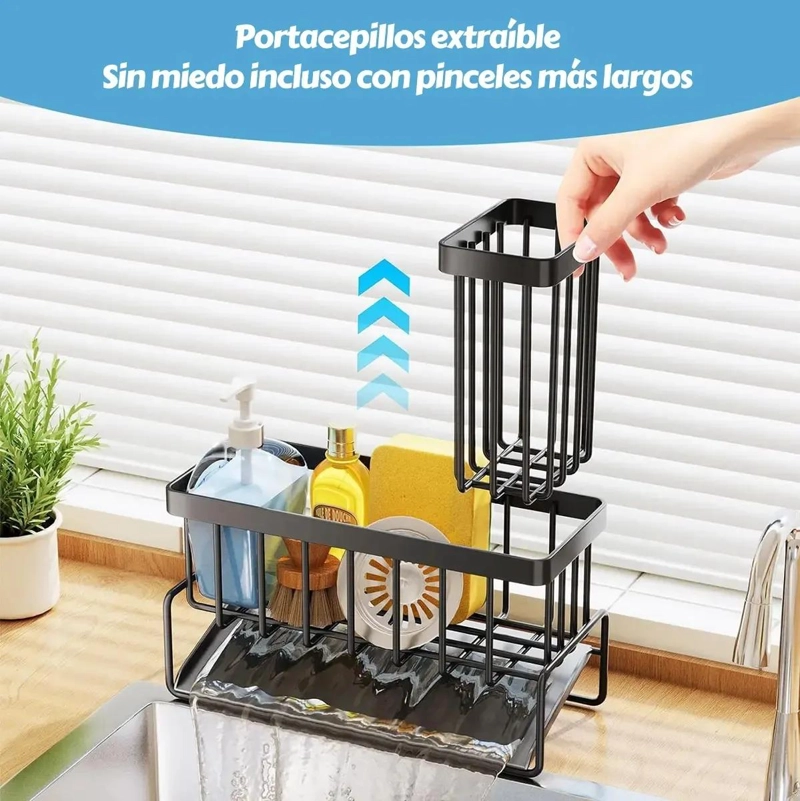 PORTAESPONJAS PARA FREGADERO CON TUBO PARA PALILLOS INTEGRADO - 4