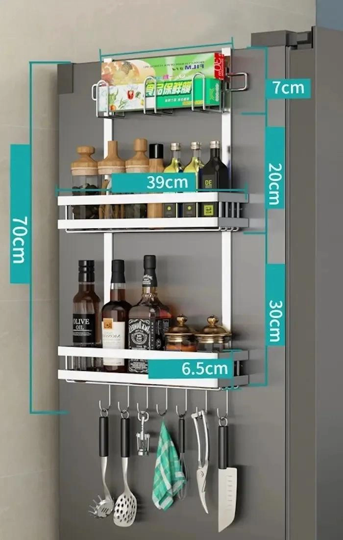 ORGANIZADOR LATERAL PARA REFRIGERADOR CON ESTANTES AJUSTABLES - 3