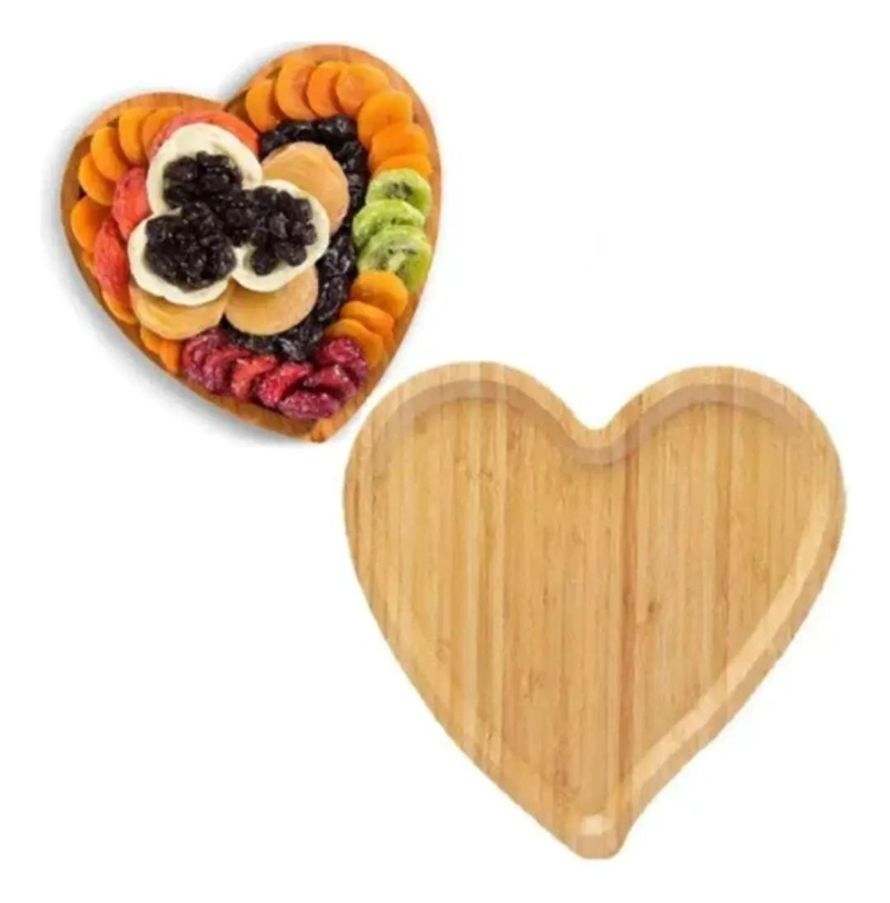 BANDEJA DE BAMBU PARA APERITIVOS CON DISEÑO EN FORMA DE CORAZON - 1