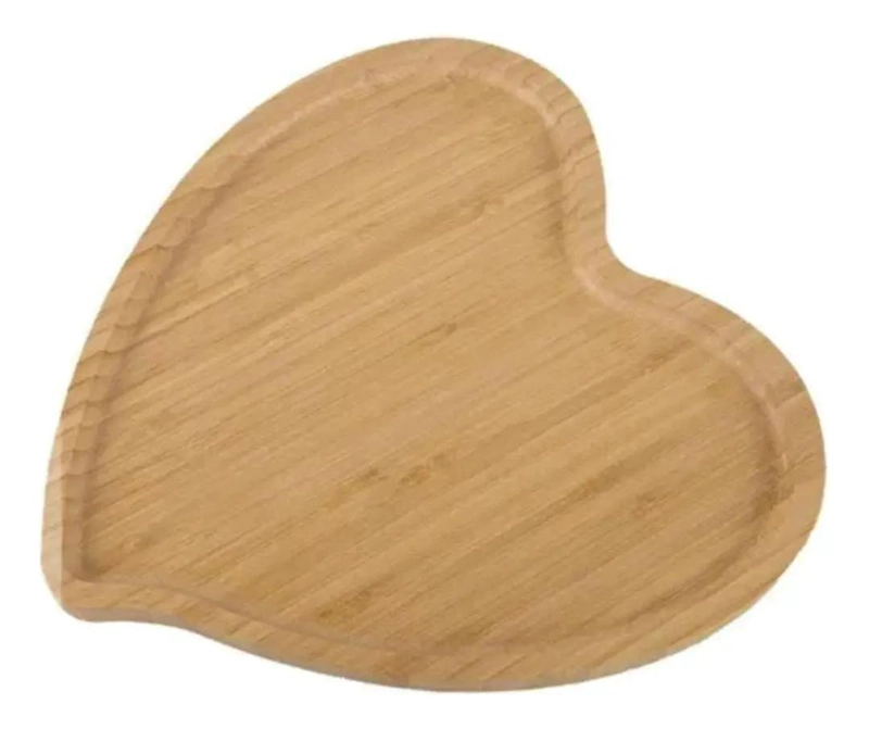 BANDEJA DE BAMBU PARA APERITIVOS CON DISEÑO EN FORMA DE CORAZON - 4