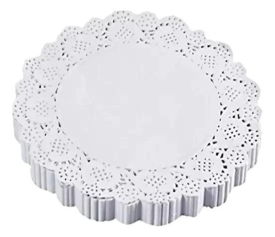 100 UNIDADES DE BLONDAS DE PAPEL REDONDAS DE 36 CM PARA BANDEJAS Y TORTAS - 2