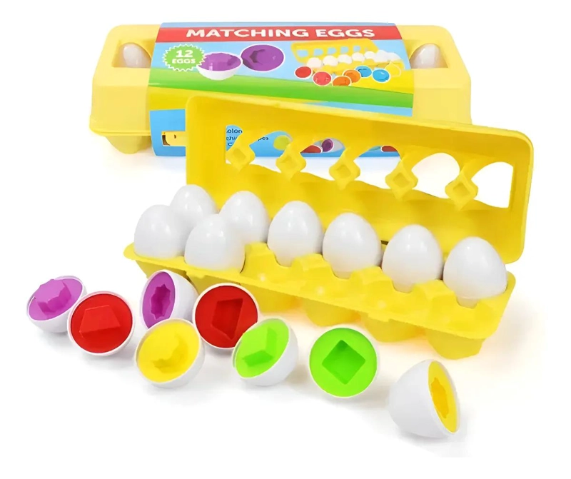 JUEGO DE ENCAJE CON HUEVOS Y FIGURAS PARA NIÑOS EN COLOR AMARILLO - 1