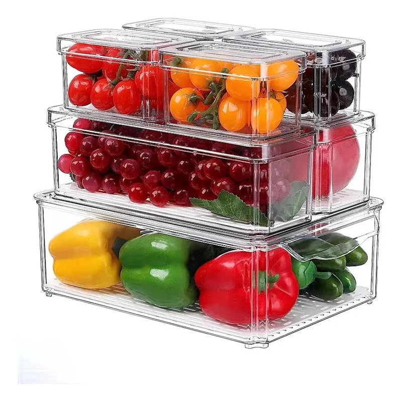 SET DE 7 CONTENEDORES CON TAPA PARA ORGANIZAR REFRIGERADOR Y COCINA - 1