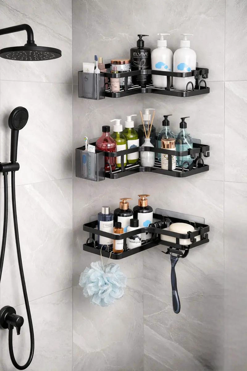 SET DE 3 ORGANIZADORES ESQUINEROS PARA DUCHA CON DISEÑO PRACTICO - 5