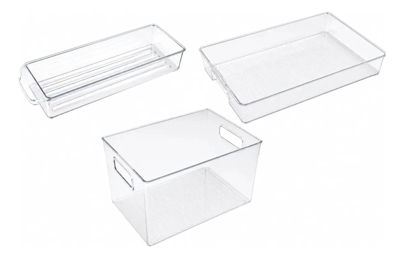 SET DE 3 CAJAS ORGANIZADORAS PARA REFRIGERADOR CON DISEÑO TRANSPARENTE - 1
