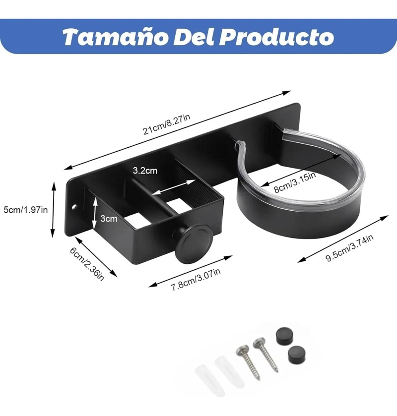 SOPORTE PARA SECADOR Y PLANCHA DE CABELLO PARA BAÑO ORGANIZADOR - 4
