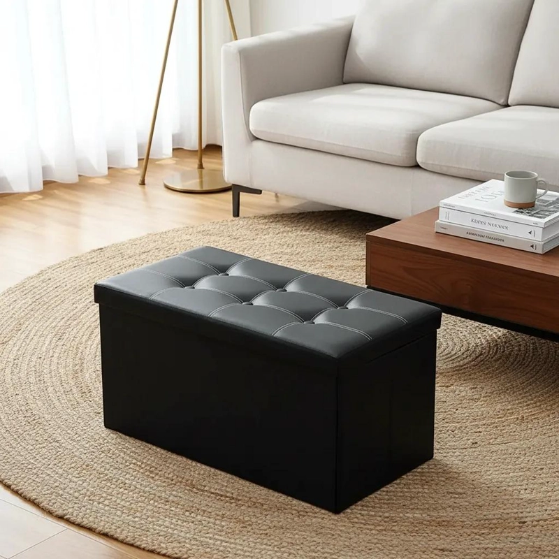 BANQUETA BAUL ORGANIZADORA CON PUFF Y ASIENTO COMODO 76X38 CM - 2