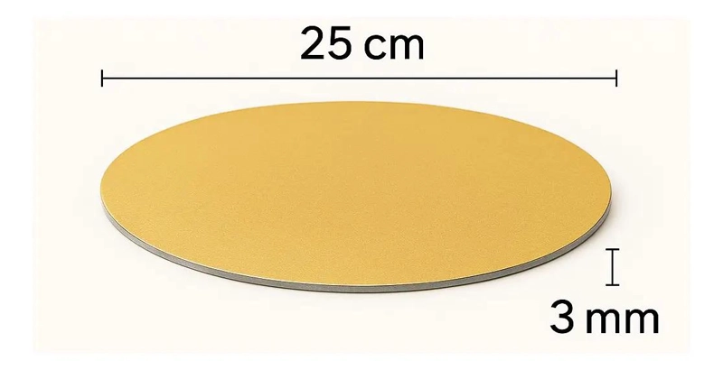 PACK DE 12 BANDEJAS DORADAS RESISTENTES DE 3 MM PARA TORTAS DE 25 CM - 2