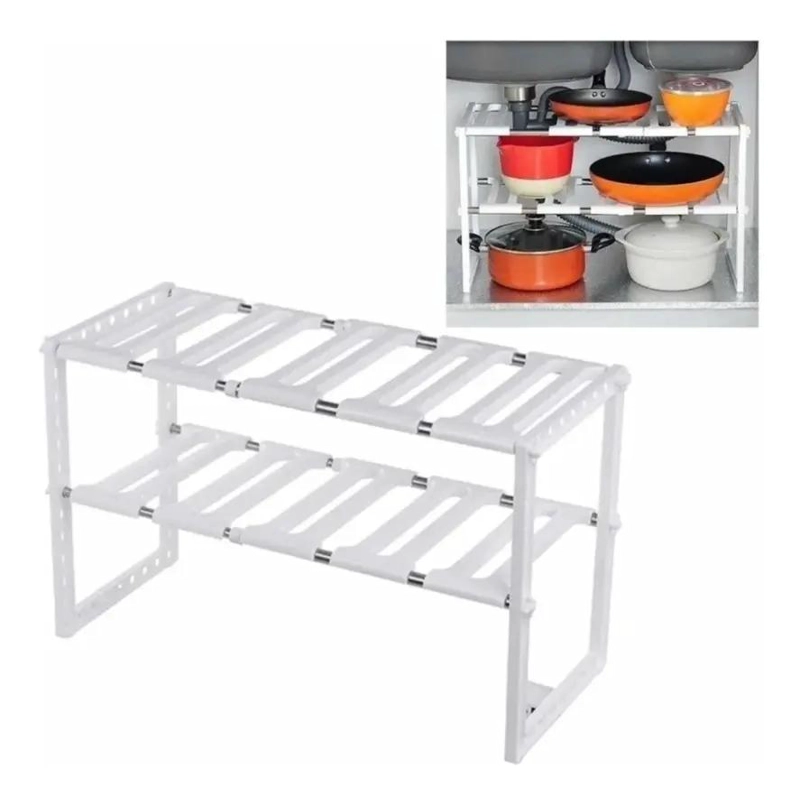 ORGANIZADOR MULTIFUNCIONAL CON REPISA AJUSTABLE PARA COCINA Y HOGAR - 1