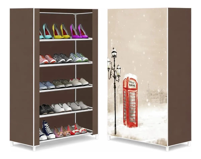 ORGANIZADOR DE TELA PARA ZAPATOS CON 5 NIVELES ARMABLE - 1