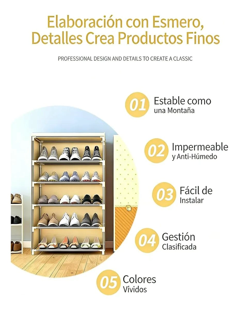 ORGANIZADOR DE TELA PARA ZAPATOS CON 5 NIVELES ARMABLE - 3