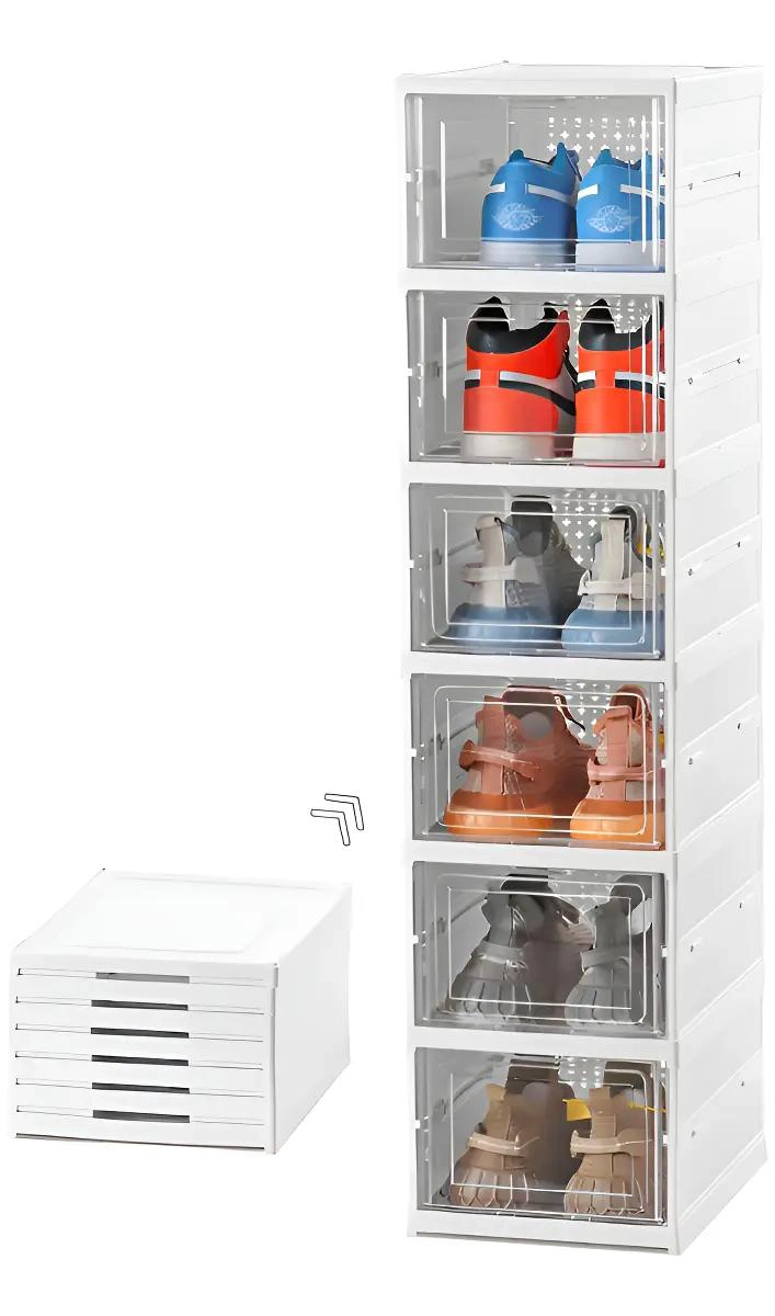ORGANIZADOR PLEGABLE PARA ZAPATOS CON 6 NIVELES COLOR BLANCO - 1
