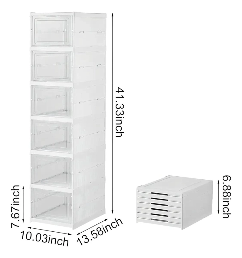 ORGANIZADOR PLEGABLE PARA ZAPATOS CON 6 NIVELES COLOR BLANCO - 2