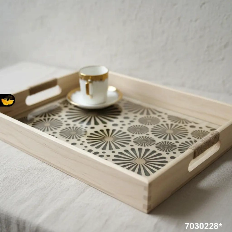 SET DE 2 BANDEJAS DE MADERA PARA SERVIR DESAYUNO 40X30 Y 35X25 CM - 3