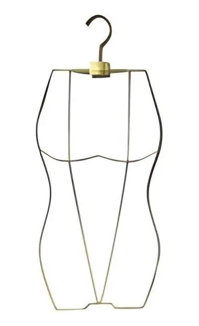 EXHIBIDOR COLGADOR DE TORSO METALICO DORADO PARA ROPA DE DAMA - 1