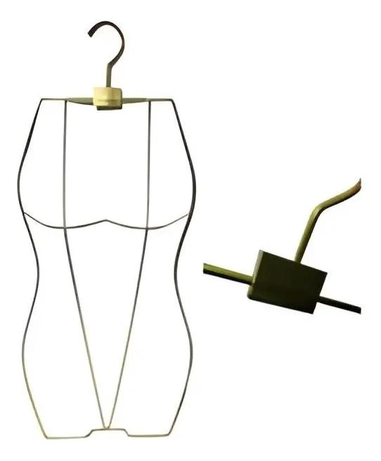 EXHIBIDOR COLGADOR DE TORSO METALICO DORADO PARA ROPA DE DAMA - 2