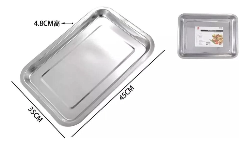 BANDEJA DE ACERO INOXIDABLE PARA BARBACOA DE 35X45 CM - 4