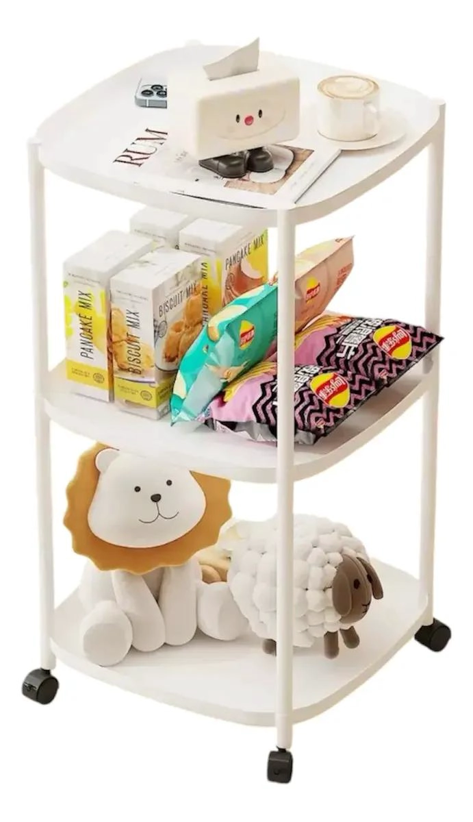 CARRITO ORGANIZADOR CON RUEDAS DE 3 NIVELES COLOR BLANCO PARA ALMACENAMIENTO - 1