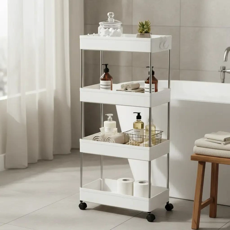 ESTANTE PORTATIL CON RUEDAS PARA BAÑO Y COCINA 22X40X87 CM - 2
