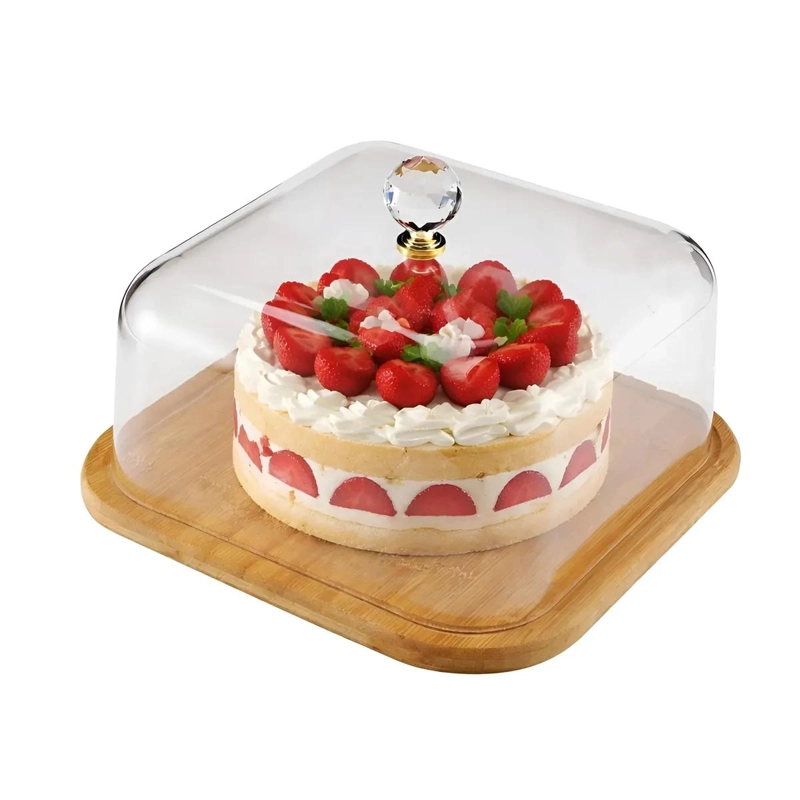 BASE PARA TORTA CON CUPULA TRANSPARENTE Y PORTA CUPCAKE DE 30 CM - 1