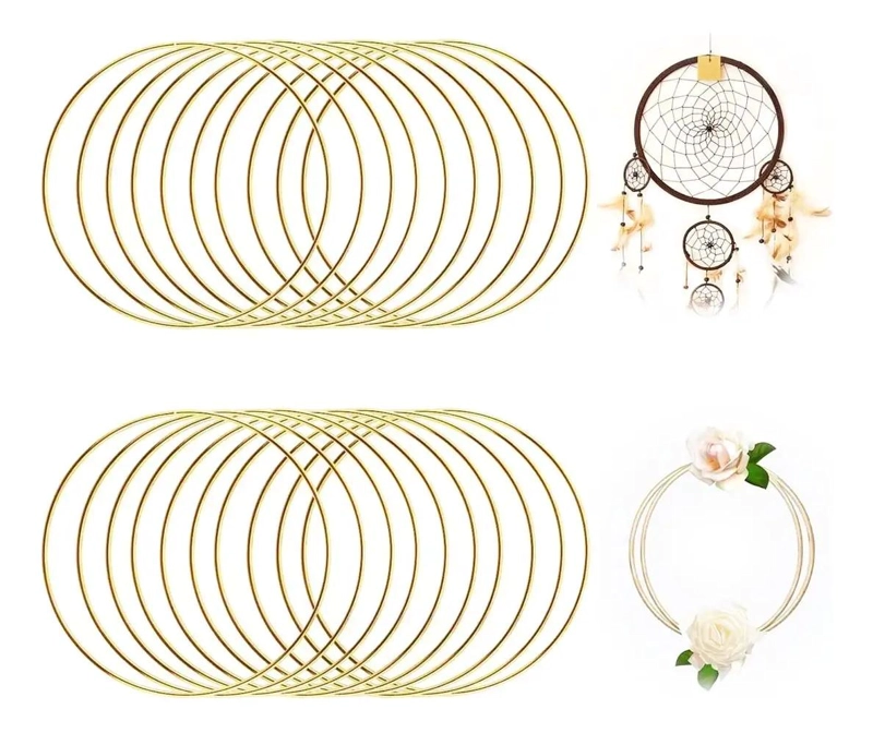 ANILLOS GRANDES PARA ATRAPASUEÑOS CON ARO FLORAL Y MACRAME  DE 30 CM - 1