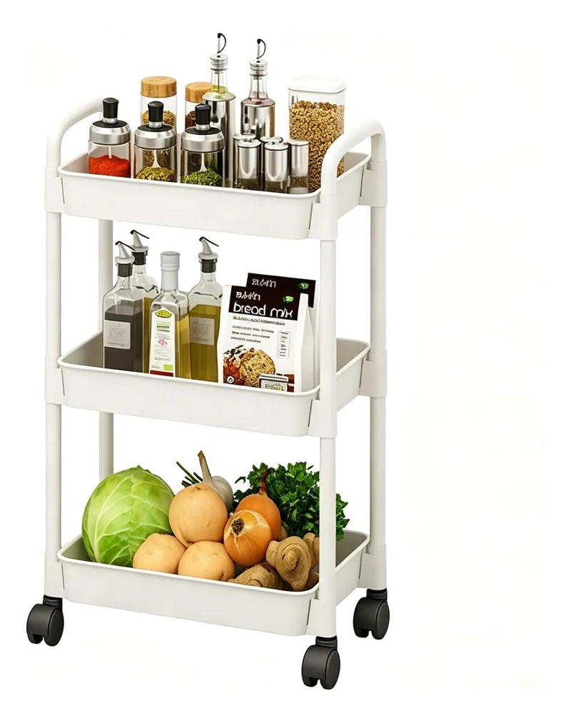CARRITO DE ALMACENAMIENTO CON 3 NIVELES Y RUEDAS PARA USO DOME STICO - 1