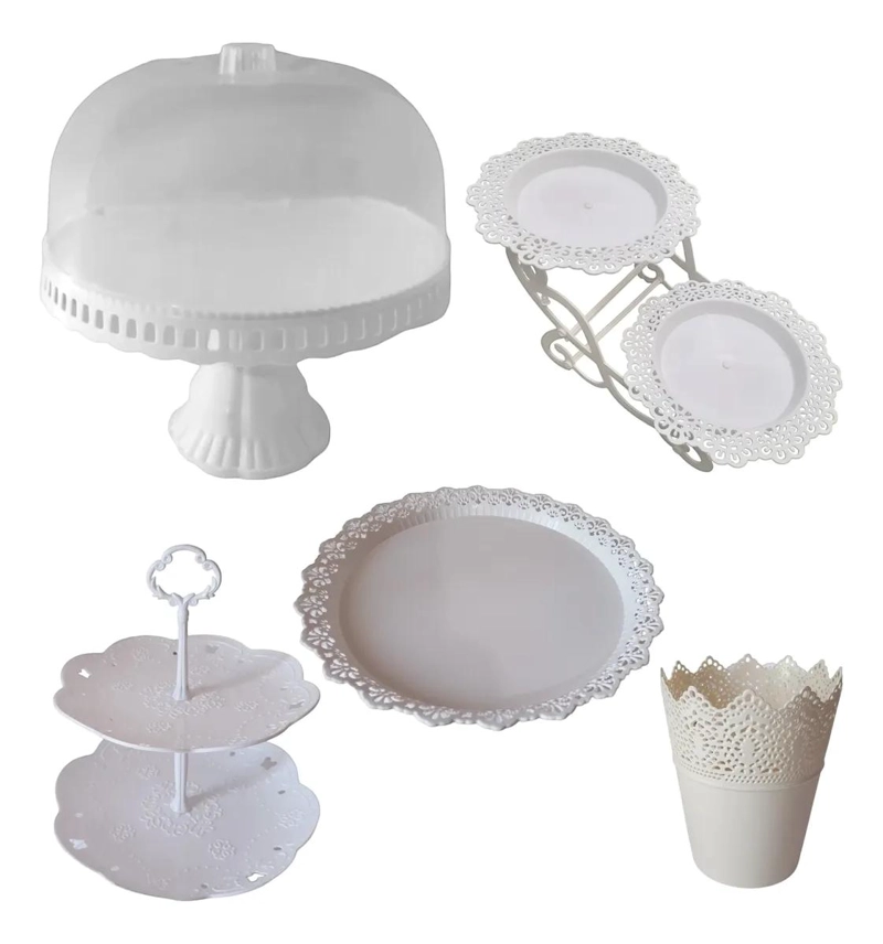 SET PARA PRESENTACION DE POSTRES CON PORTA TORTA, BANDEJA Y CANASTO - 1