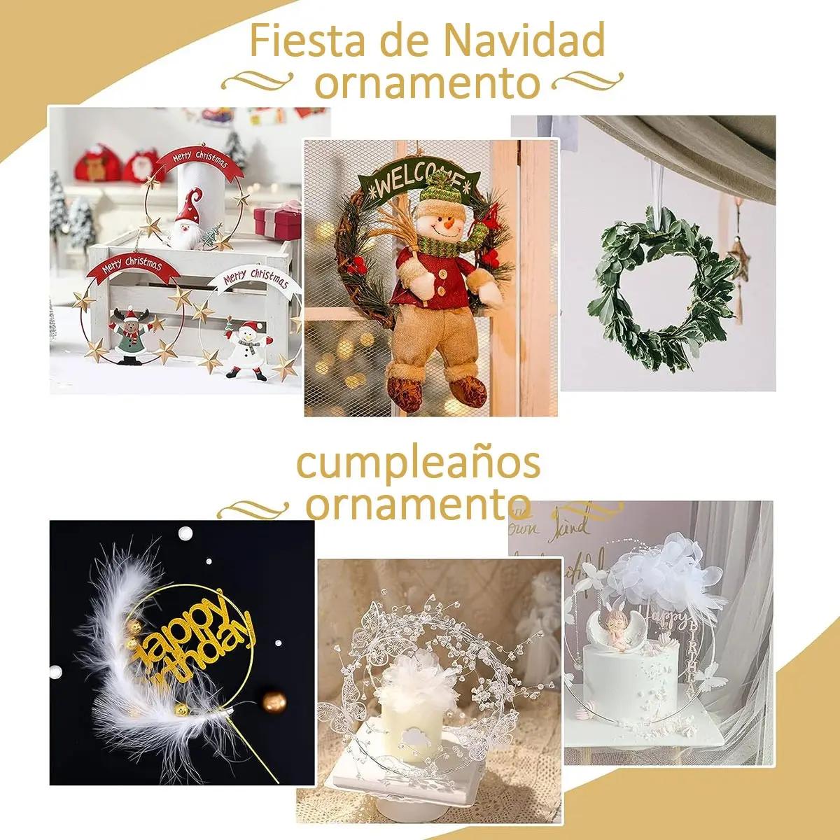 CONJUNTO DE 10 ANILLOS GRANDES ATRAPASUEÑOS CON ARO FLORAL DE METAL Y MACRAME  DE - 4