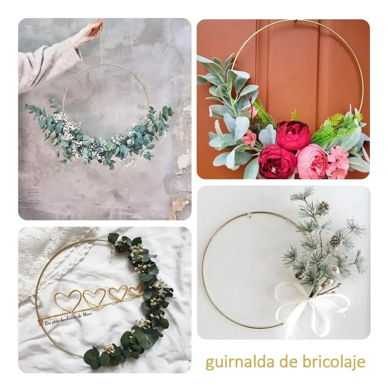 CONJUNTO DE 10 ANILLOS GRANDES ATRAPASUEÑOS CON ARO FLORAL DE METAL Y MACRAME  DE - 5