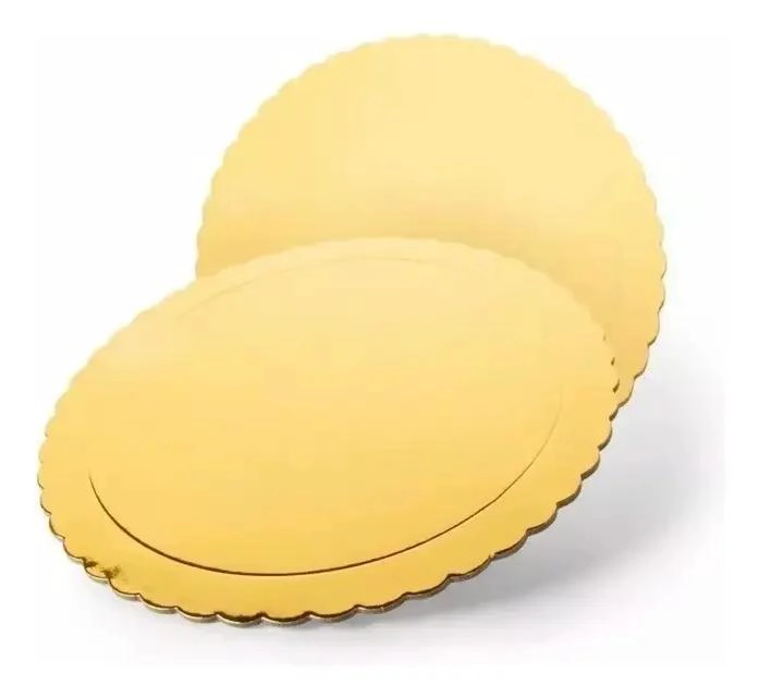 SET DE 12 BANDEJAS REDONDAS PARA TORTA DE CARTON DORADO DE 35 CM - 4