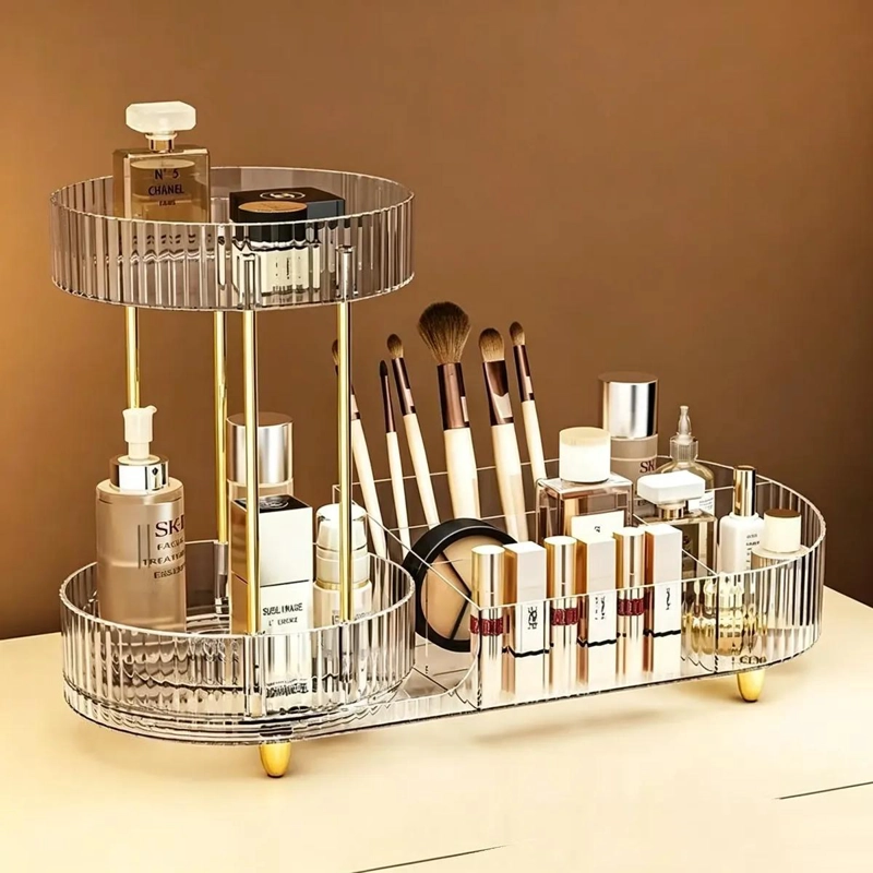 ORGANIZADOR GIRATORIO PARA BROCHAS Y MAQUILLAJE CON CAJON PRACTICO - 2