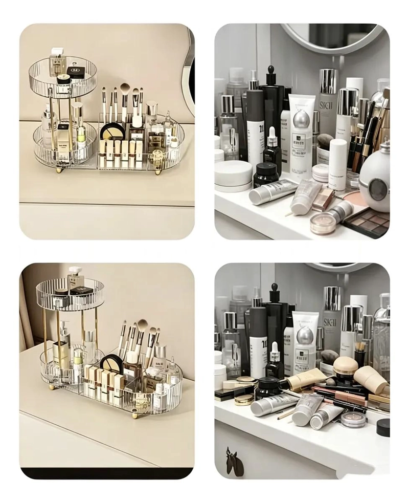 ORGANIZADOR GIRATORIO PARA BROCHAS Y MAQUILLAJE CON CAJON PRACTICO - 4