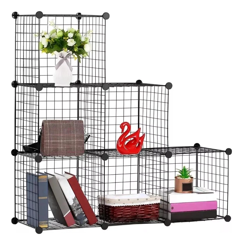 ARMARIO ORGANIZADOR METALICO CON 6 CUBOS COLOR NEGRO PARA ALMACENAMIENTO - 1