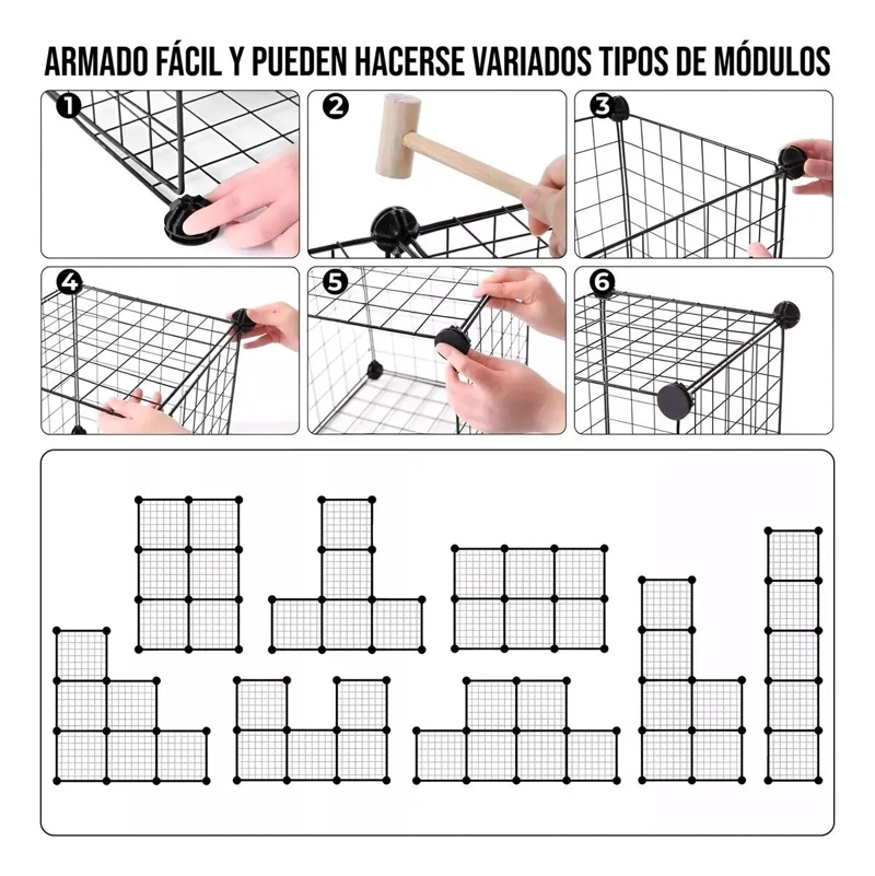 ARMARIO ORGANIZADOR METALICO CON 6 CUBOS COLOR NEGRO PARA ALMACENAMIENTO - 2