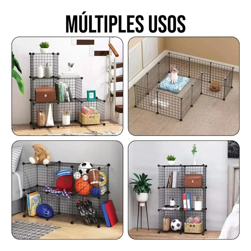 ARMARIO ORGANIZADOR METALICO CON 6 CUBOS COLOR NEGRO PARA ALMACENAMIENTO - 3