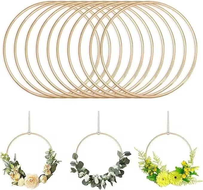 SET DE 20 ANILLOS GRANDES ATRAPASUEÑOS CON ARO FLORAL Y MACRAME  DE 30 CM - 1
