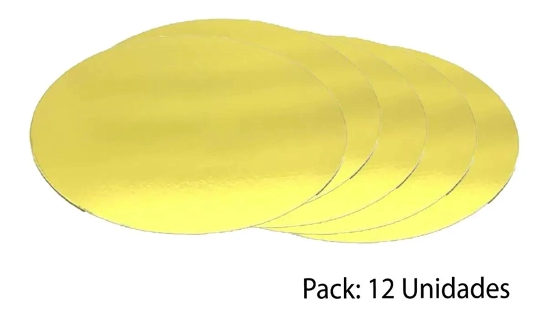 PACK DE 12 BANDEJAS REDONDAS DORADAS PARA TORTAS DE 35 CM - 3
