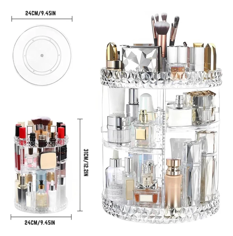 ORGANIZADOR ACRILICO PARA MAQUILLAJE Y JOYAS CON GIRO 360 GRADOS - 2