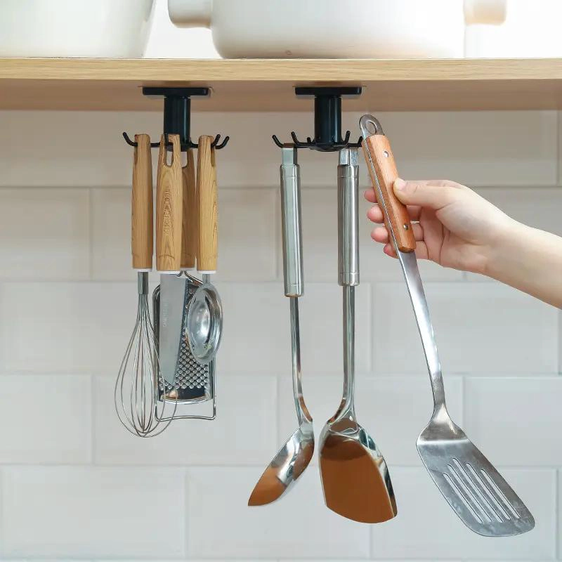 GANCHO ADHESIVO PARA UTENSILIOS DE COCINA CON ROTACION 360 GRADOS - 2