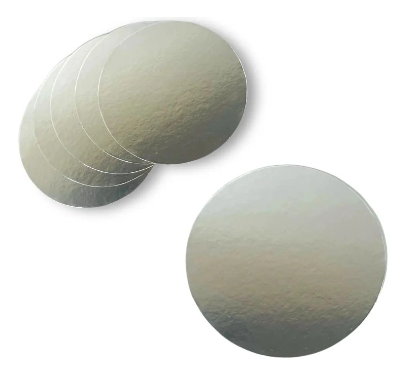 SET DE 12 BASES REDONDAS PLATEADAS PARA TORTA DE 35 CM - 1