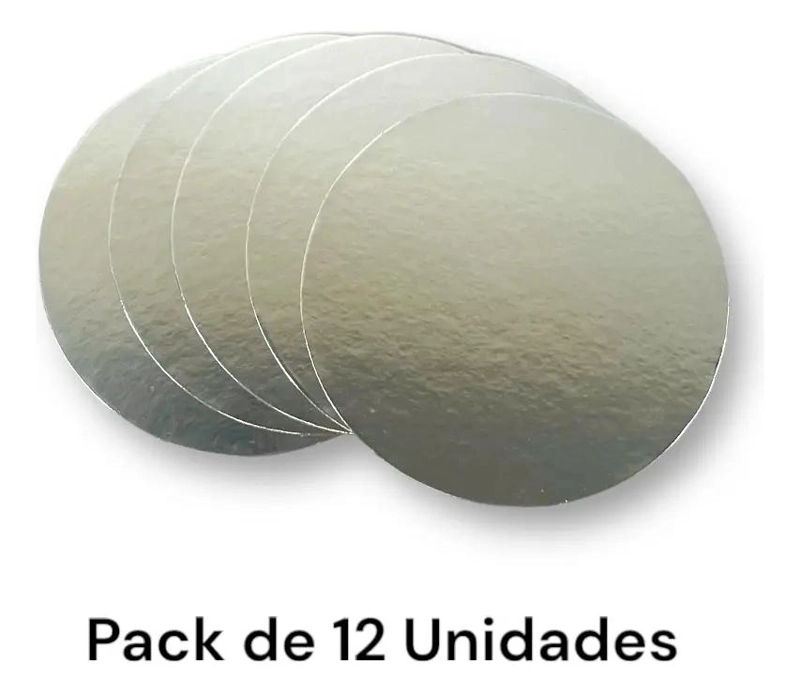 SET DE 12 BASES REDONDAS PLATEADAS PARA TORTA DE 35 CM - 3