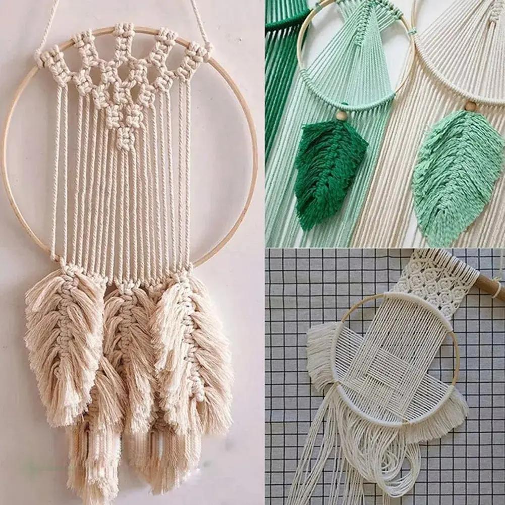 GUIRNALDA DE 15 ANILLOS ATRAPASUEÑOS CON ARO FLORAL DE BAMBU Y MADERA - 5