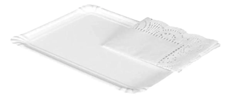 BANDEJA RECTANGULAR DE CARTON PARA TORTA Y COCTEL CON BLONDAS 41X34 CM - 1