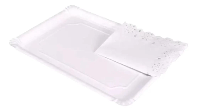 BANDEJA RECTANGULAR DE CARTON PARA TORTA Y COCTEL CON BLONDAS 41X34 CM - 2