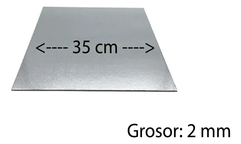 SET DE 12 BANDEJAS CUADRADAS PLATEADAS PARA TORTAS DE 35 CM - 2